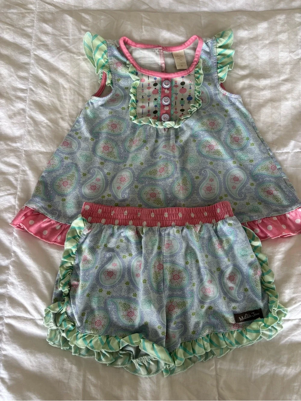 4T Matilda Jane Girls Paisley Sleep Pajama top & Shorts Set